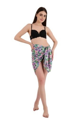 FEATHER DRAPE WOMEN RAYON PRINTED SHORT SARONG