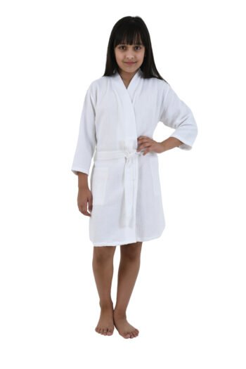 FEATHER DRAPЕ WAFFLE JUNIORS BATHROBE